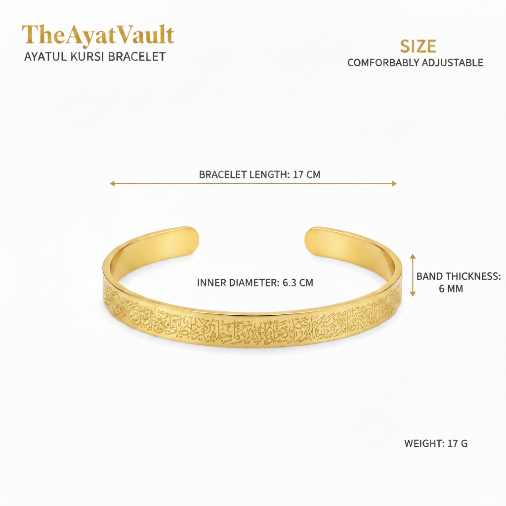 Ayatul Kursi Bracelet Size Infographic